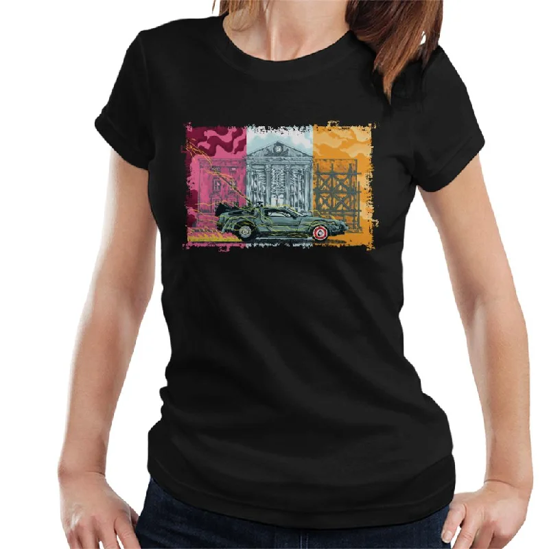 Back to the Future Lightning Shocking Delorean Women's T-Shirt Spandex Blend Rayon Blend Denim Blend Back to the Future Lightning Shocking Delorean Women's T-Shirt Spandex Blend Rayon Blend Denim Blend