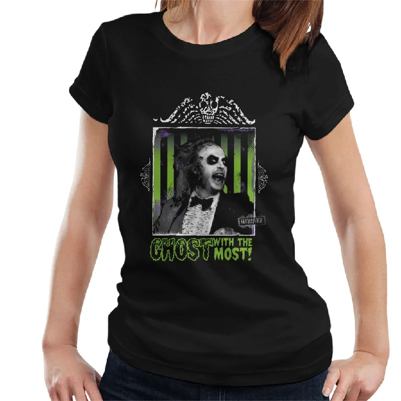 Beetlejuice Suit The Ghost With The Most Women's T-Shirt Mesh Blend Leather Blend Suede Blend