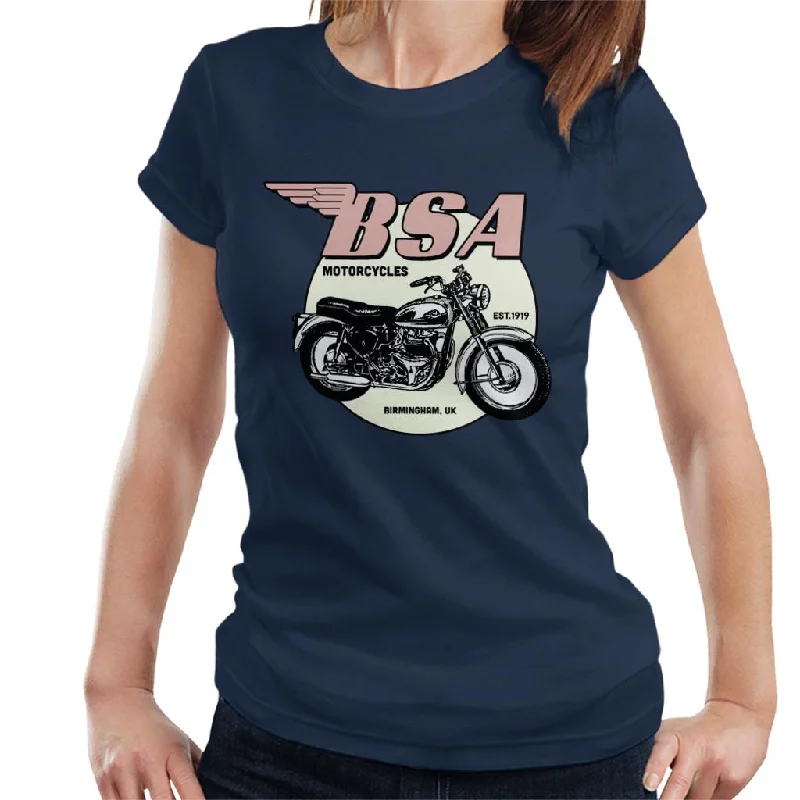 BSA Motorcycles Est 1919 Golden Flash Women's T-Shirt V-Neck T-Shirt Long Sleeve Cotton BSA Motorcycles Est 1919 Golden Flash Women's T-Shirt V-Neck T-Shirt Long Sleeve Cotton