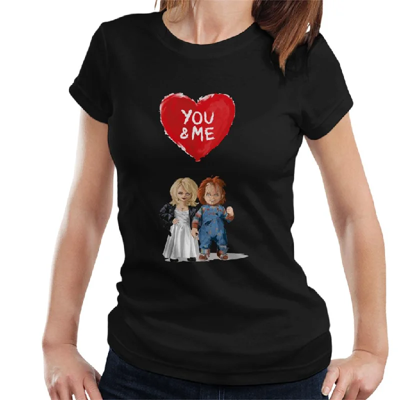 Chucky Tiffany Valentine You And Me Women's T-Shirt Lace Blend Ribbed Blend Corduroy Blend Chucky Tiffany Valentine You And Me Women's T-Shirt Lace Blend Ribbed Blend Corduroy Blend