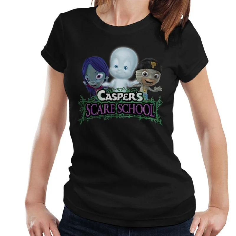 Casper The Friendly Ghost Scare School Women's T-Shirt Striped Floral Plaid