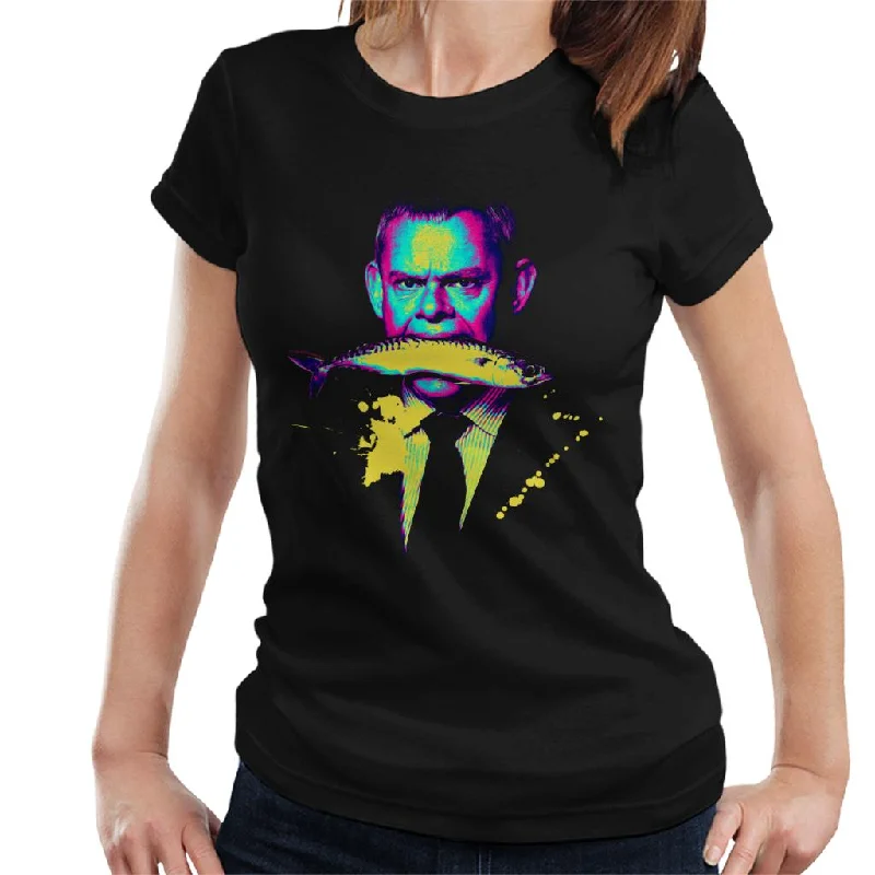TV Times Martin Clunes Fish Doc Martin Pop Art Stylised Women's T-Shirt Layered Multi-layer Single Layer TV Times Martin Clunes Fish Doc Martin Pop Art Stylised Women's T-Shirt Layered Multi-layer Single Layer