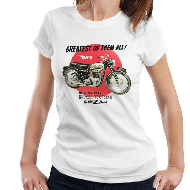 BSA 1960 Royal Tourist Golden Flash Women's T-Shirt Thin T-Shirt Open Front Quick Dry BSA 1960 Royal Tourist Golden Flash Women's T-Shirt Thin T-Shirt Open Front Quick Dry