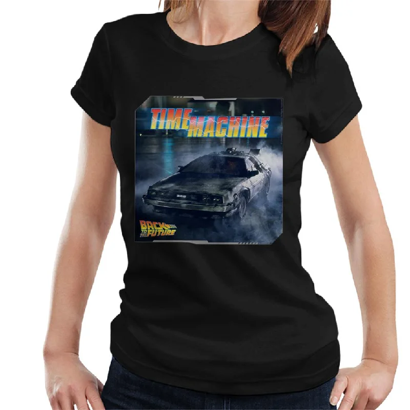 Back to the Future Time Machine Lightning Logo Women's T-Shirt Striped Floral Plaid