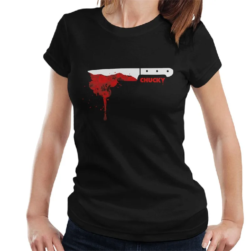 Chucky Floral Blood Drop Women's T-Shirt Rayon Velvet Corduroy
