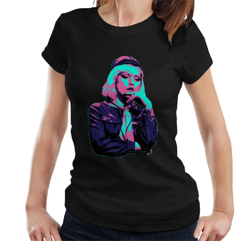 TV Times Debbie Harry Blondie In A Girl Guide Uniform Pop Art Stylised Women's T-Shirt Striped Floral Plaid TV Times Debbie Harry Blondie In A Girl Guide Uniform Pop Art Stylised Women's T-Shirt Striped Floral Plaid