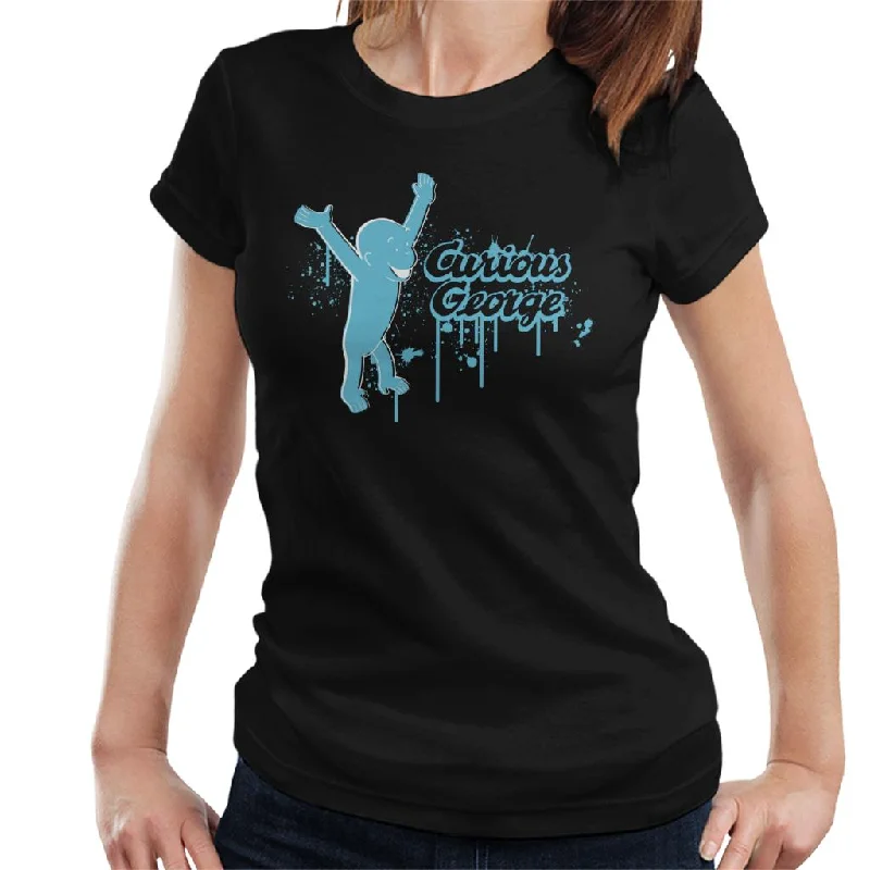 Curious George Paint Drip Logo Women's T-Shirt Oversized T-Shirt Spandex breathable