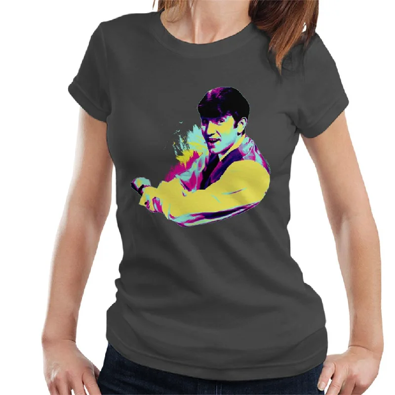 TV Times Jimmy Tarbuck 1964 Pop Art Stylised Women's T-Shirt Zippered Buttoned Snapped TV Times Jimmy Tarbuck 1964 Pop Art Stylised Women's T-Shirt Zippered Buttoned Snapped
