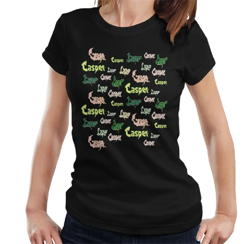 Casper The Friendly Ghost Logo Fonts Women's T-Shirt Ribbed Striped Patterned