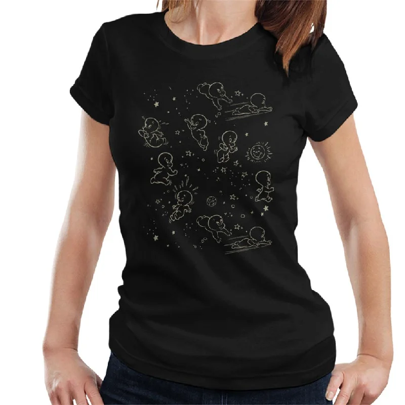 Casper The Friendly Ghost Night Stars Women's T-Shirt Striped Floral Plaid