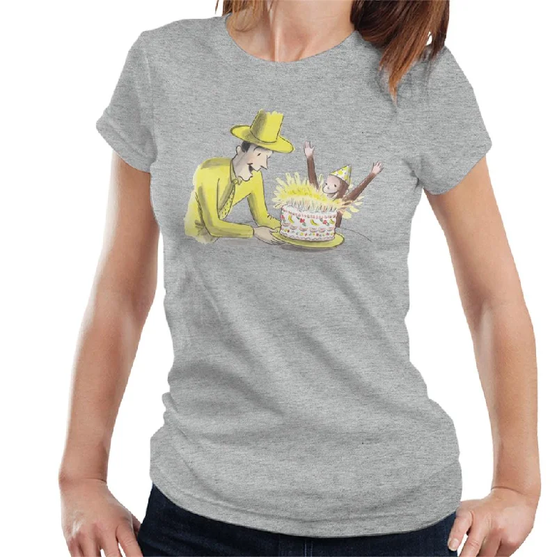 Curious George Birthday Cake Women's T-Shirt Anti-Pilling Machine Wash Handmade
