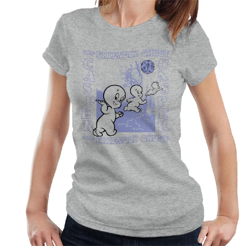 Casper The Friendly Ghost Forest Moon Women's T-Shirt Polka Dot Checkered Tartan