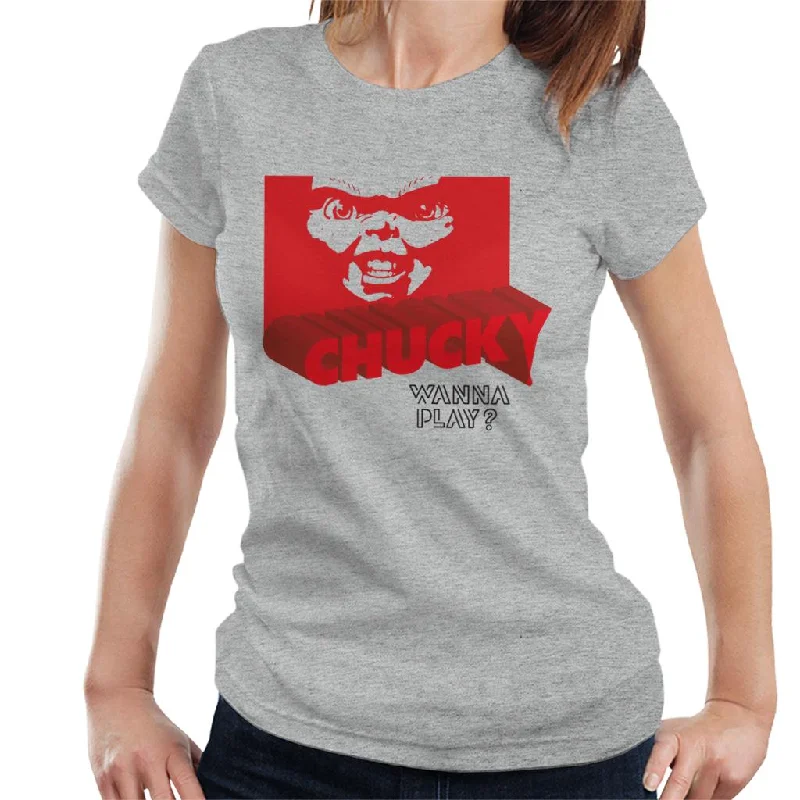Chucky 3D Logo Wanna Play Women's T-Shirt Elasticated Padded Insulated