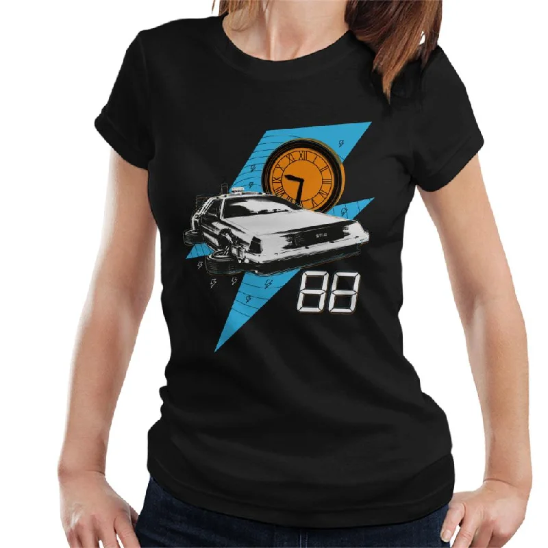 Back to the Future 88 Clock And Delorean Women's T-Shirt Houndstooth Herringbone Solid Back to the Future 88 Clock And Delorean Women's T-Shirt Houndstooth Herringbone Solid