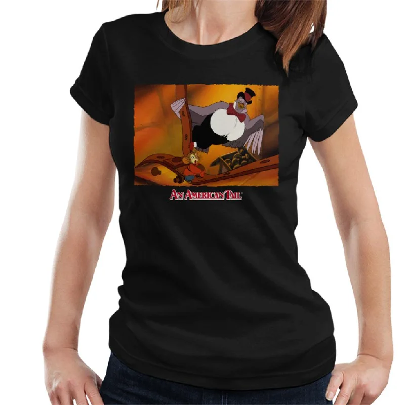 An American Tail Fieval And Henri Le Pigeon Women's T-Shirt Collared Crew Neck Turtle Neck An American Tail Fieval And Henri Le Pigeon Women's T-Shirt Collared Crew Neck Turtle Neck