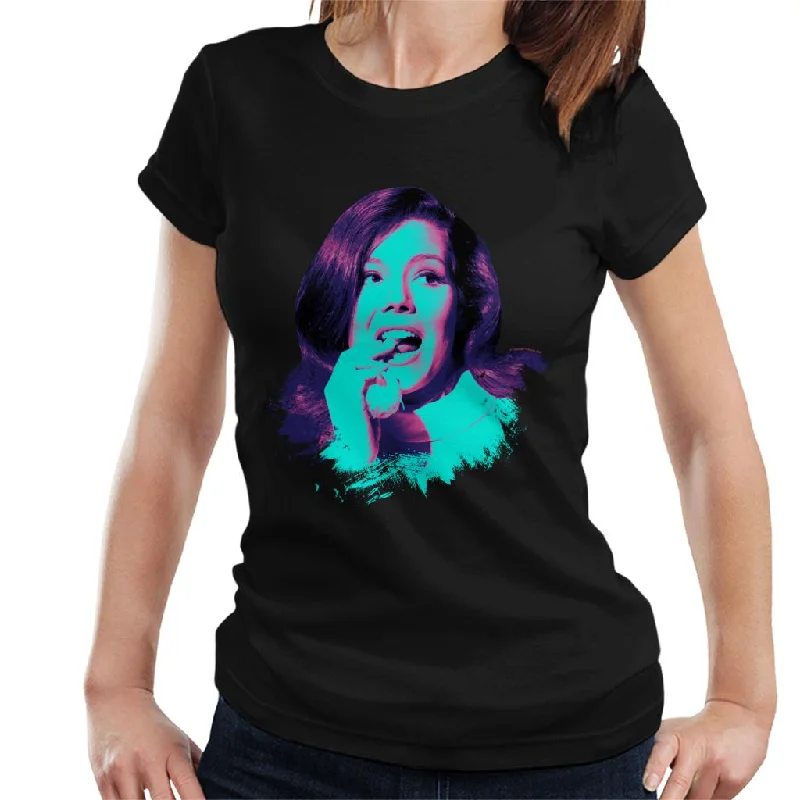 TV Times Diana Rigg Pop Art Stylised Women's T-Shirt V-Neck T-Shirt Long Sleeve Cotton TV Times Diana Rigg Pop Art Stylised Women's T-Shirt V-Neck T-Shirt Long Sleeve Cotton