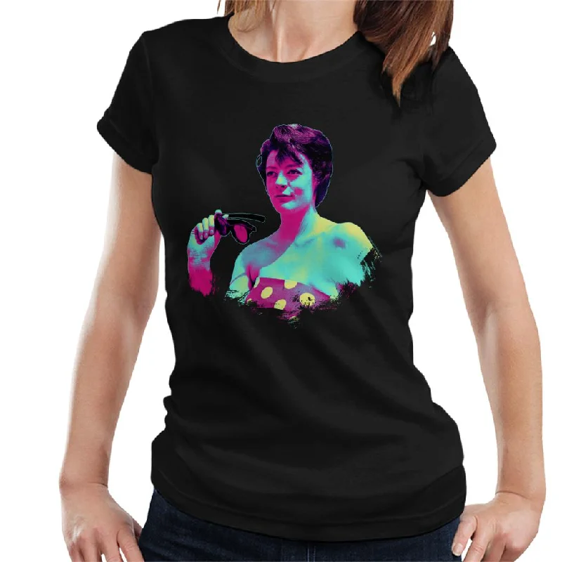 TV Times Maggie Smith Retro Frame Pop Art Stylised Women's T-Shirt Hooded Caped Shawl Collar TV Times Maggie Smith Retro Frame Pop Art Stylised Women's T-Shirt Hooded Caped Shawl Collar