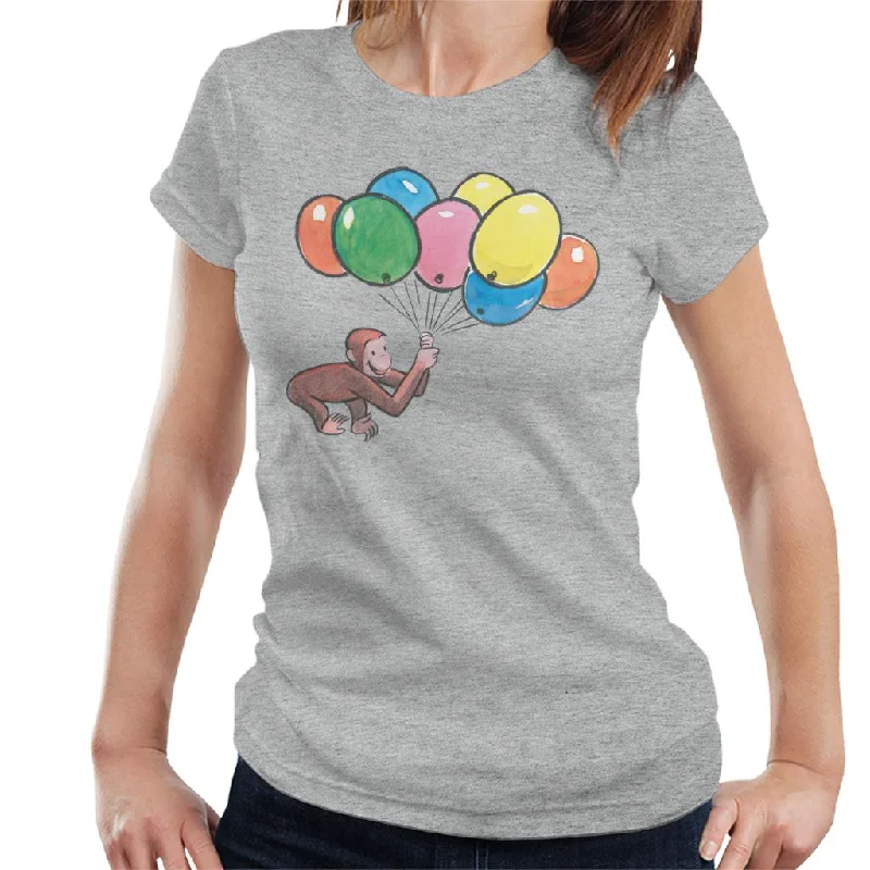 Curious George Holding Balloons Women's T-Shirt Plaid T-Shirt Polka Dot Checkered