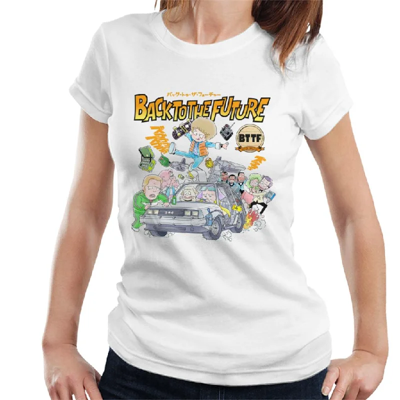 Back To The Future Comic Kanji Women's T-Shirt Handmade Hand-knitted Hand-woven