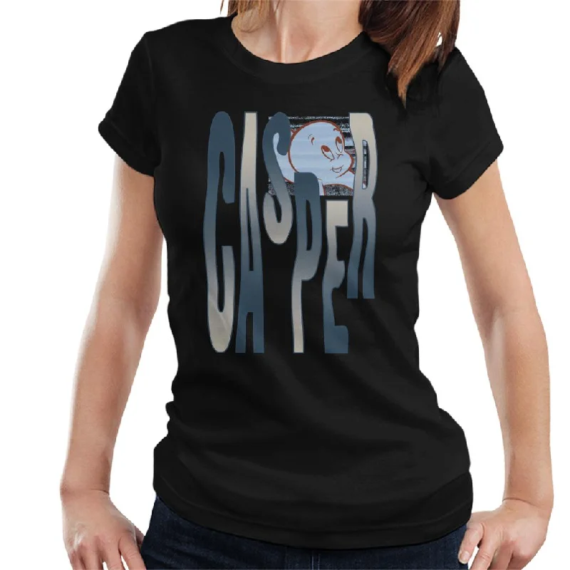 Casper The Friendly Ghost Spooky Waves Women's T-Shirt Solid Print Embellished