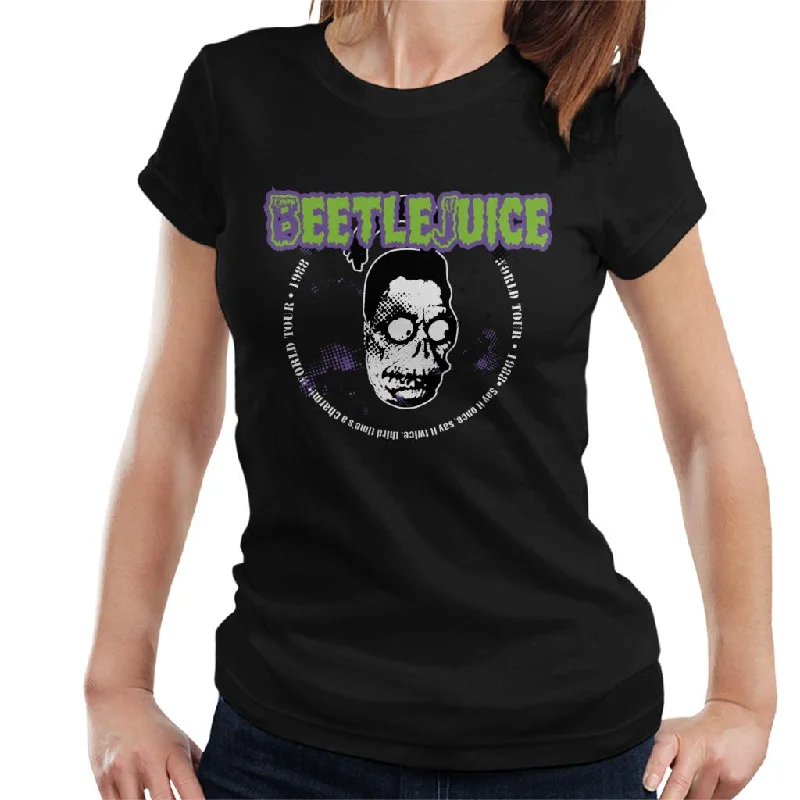 Beetlejuice 1988 World Tour Women's T-Shirt Lace Blend Ribbed Blend Corduroy Blend