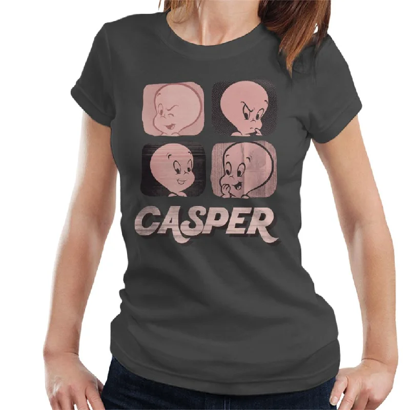 Casper The Friendly Ghost Facial Expressions Women's T-Shirt Embroidered Appliqued Beaded Casper The Friendly Ghost Facial Expressions Women's T-Shirt Embroidered Appliqued Beaded