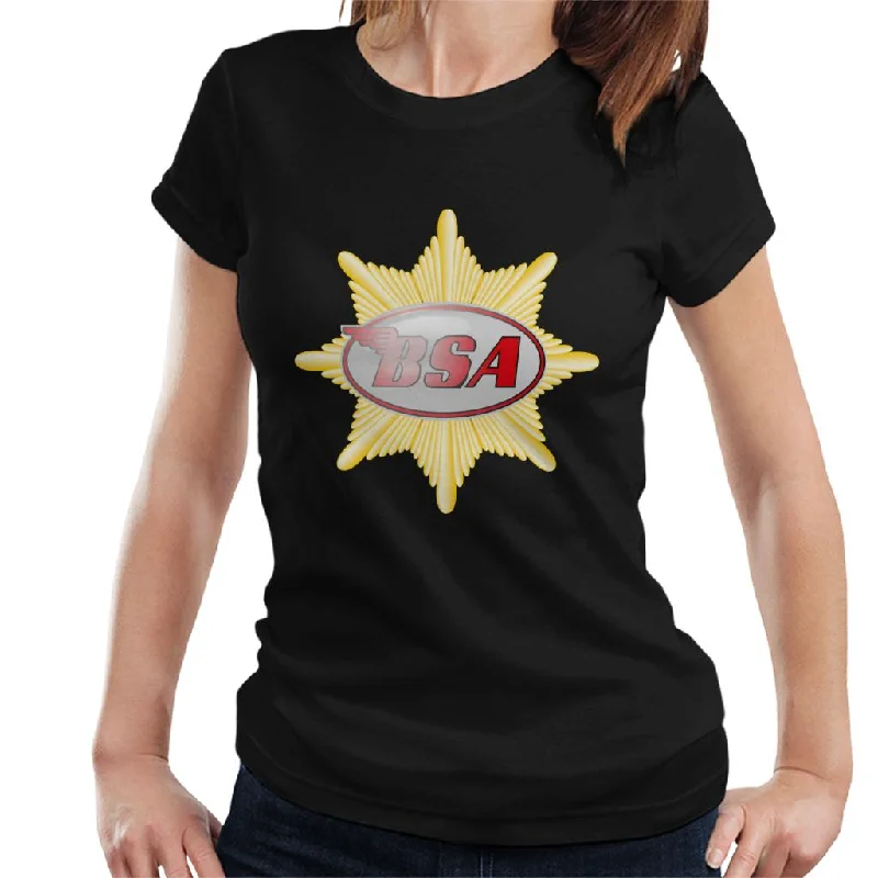 BSA Red Logo Badge Women's T-Shirt Asymmetrical Pockets Print