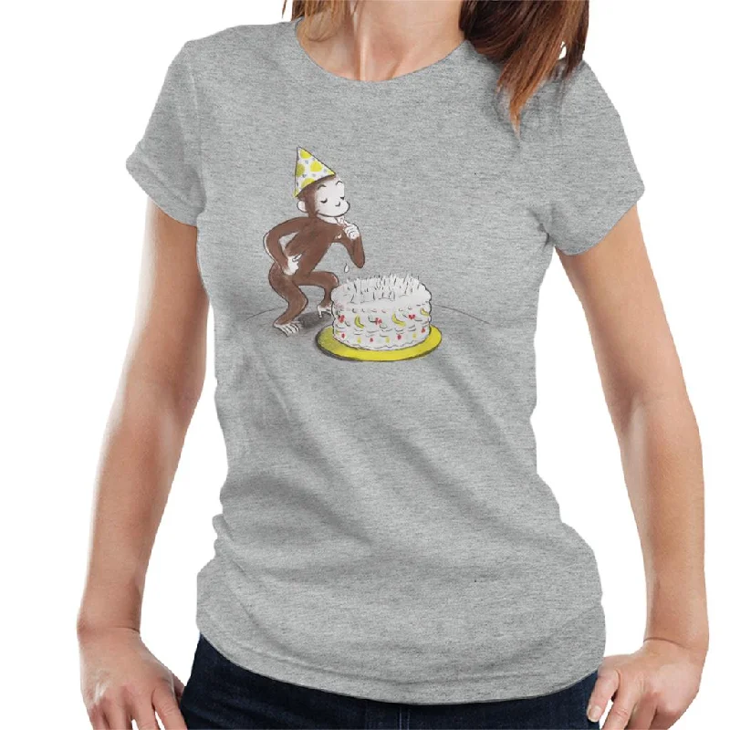 Curious George Eating Birthday Cake Women's T-Shirt Thin T-Shirt Open Front Quick Dry Curious George Eating Birthday Cake Women's T-Shirt Thin T-Shirt Open Front Quick Dry