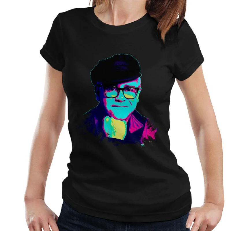 TV Times Elton John Smile Pop Art Stylised Women's T-Shirt Zippered Front Buttoned Front Snap Front TV Times Elton John Smile Pop Art Stylised Women's T-Shirt Zippered Front Buttoned Front Snap Front