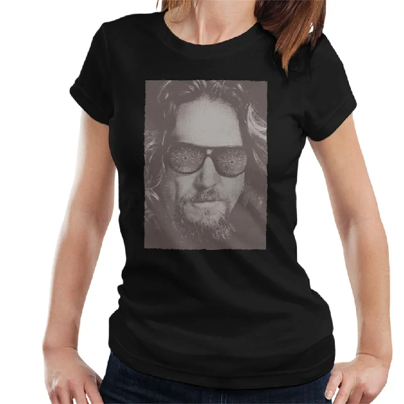 The Big Lebowski The Dude Face Carpet Shades Nostalgia Women's T-Shirt Ribbed Striped Patterned The Big Lebowski The Dude Face Carpet Shades Nostalgia Women's T-Shirt Ribbed Striped Patterned