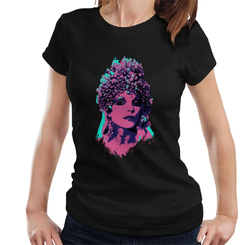 TV Times Joan Collins Space 1999 Pop Art Stylised Women's T-Shirt Silk Blend Satin Velvet TV Times Joan Collins Space 1999 Pop Art Stylised Women's T-Shirt Silk Blend Satin Velvet