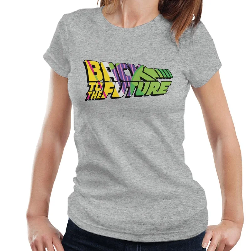 Back To The Future Striped Colourful Logo Women's T-Shirt Machine Wash Dry Clean Hand Wash
