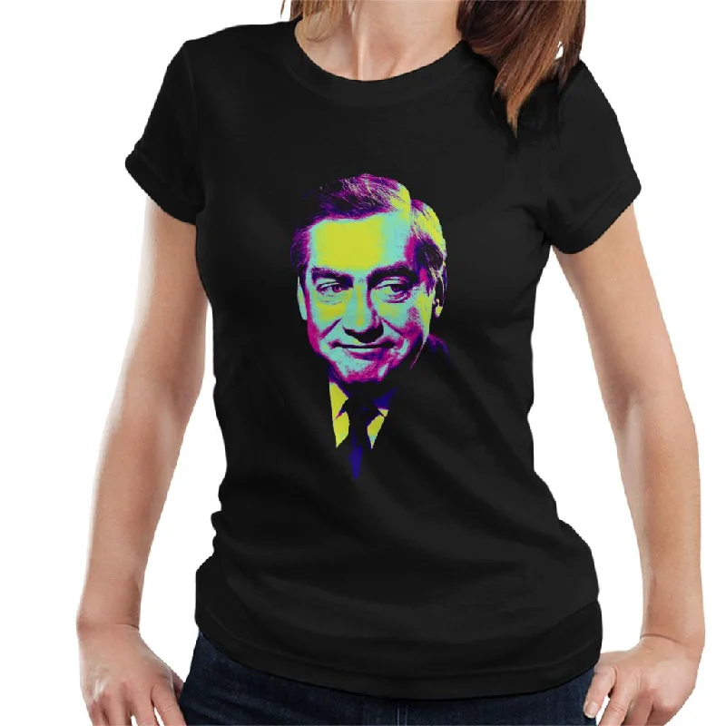 TV Times Tony Hancock Pop Art Stylised Women's T-Shirt Striped Floral Plaid