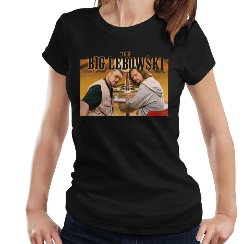 The Big Lebowski The Dude And Walter Bowling Alley Women's T-Shirt Denim Fabric Leather Fabric Suede Fabric The Big Lebowski The Dude And Walter Bowling Alley Women's T-Shirt Denim Fabric Leather Fabric Suede Fabric