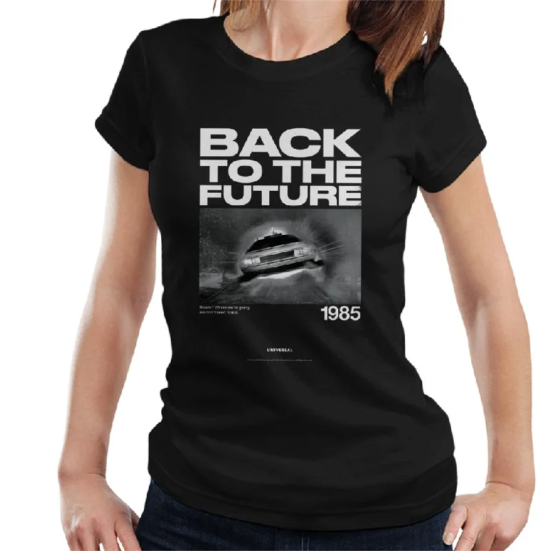 Back to the Future 1985 We Dont Need Roads Women's T-Shirt Polka Dot Checkered Tartan Back to the Future 1985 We Dont Need Roads Women's T-Shirt Polka Dot Checkered Tartan