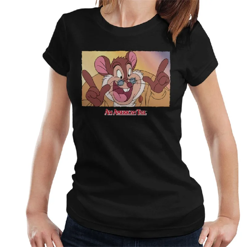 An American Tail Papa Mousekewitz Face Women's T-Shirt Denim Fabric Leather Fabric Suede Fabric An American Tail Papa Mousekewitz Face Women's T-Shirt Denim Fabric Leather Fabric Suede Fabric
