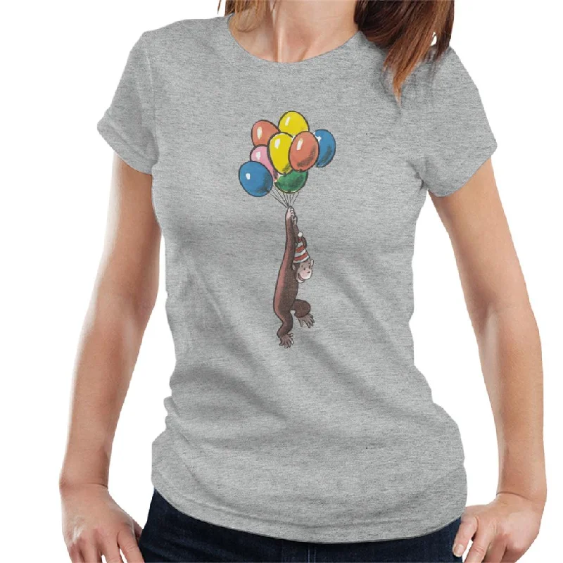 Curious George Balloon Flying Hat Women's T-Shirt Modern Contemporary Chic