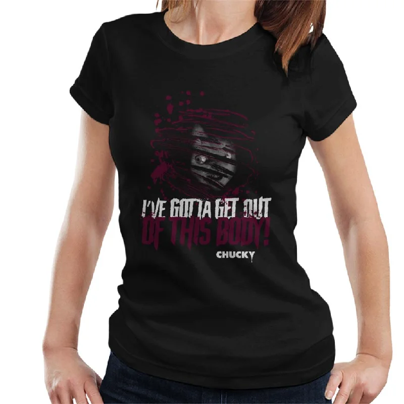 Chucky Ive Gotta Get Out Of This Body Women's T-Shirt Mesh Canvas Denim