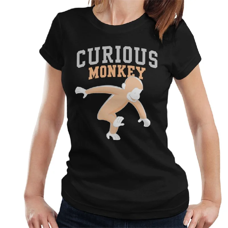 Curious George Monkey Sports Font Women's T-Shirt Basic T-Shirt Crew Neck Short Sleeve Curious George Monkey Sports Font Women's T-Shirt Basic T-Shirt Crew Neck Short Sleeve