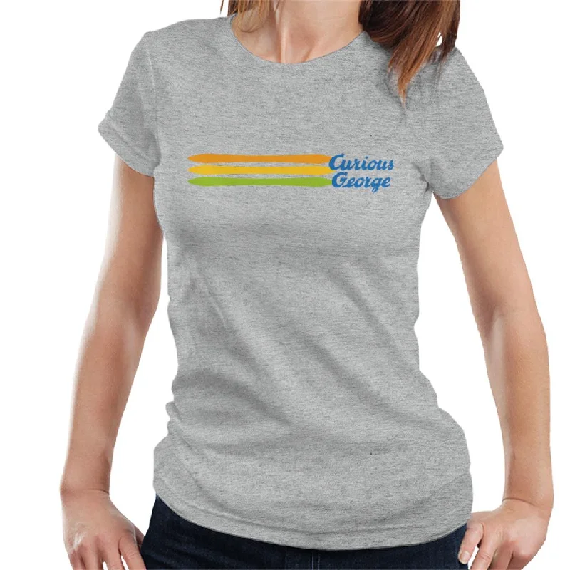 Curious George Blue Logo Women's T-Shirt Zippered Front Buttoned Front Snap Front