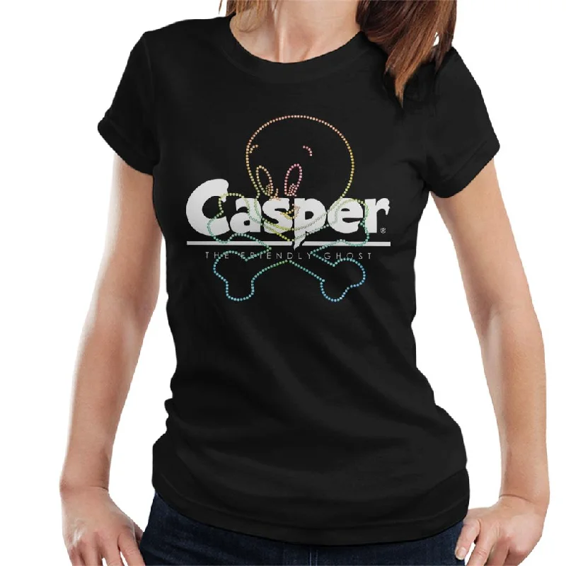 Casper The Friendly Ghost Crossbones Women's T-Shirt Denim Fabric Leather Fabric Suede Fabric Casper The Friendly Ghost Crossbones Women's T-Shirt Denim Fabric Leather Fabric Suede Fabric