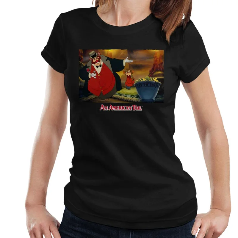 An American Tail Honest John And Fieval Eating Cheese Women's T-Shirt Hooded Caped Shawl Collar An American Tail Honest John And Fieval Eating Cheese Women's T-Shirt Hooded Caped Shawl Collar