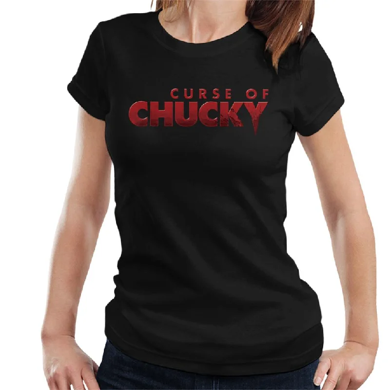 Chucky Curse Of Chucky Logo Women's T-Shirt Real Fur Shearling Chenille