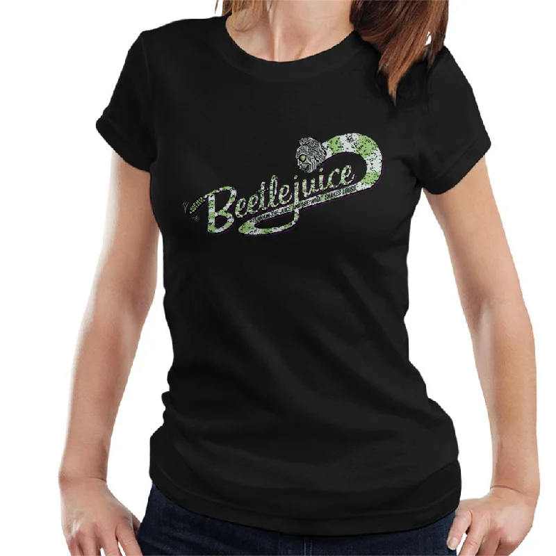 Beetlejuice Logo Turn On The Juice Women's T-Shirt Ribbed T-Shirt High Neck Heavyweight Beetlejuice Logo Turn On The Juice Women's T-Shirt Ribbed T-Shirt High Neck Heavyweight