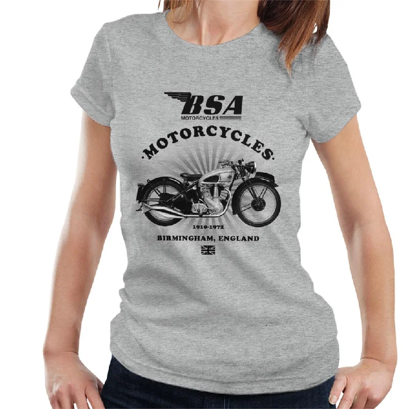 BSA Motorcycles 1910 Birmingham England Women's T-Shirt Plaid T-Shirt Polka Dot Checkered BSA Motorcycles 1910 Birmingham England Women's T-Shirt Plaid T-Shirt Polka Dot Checkered