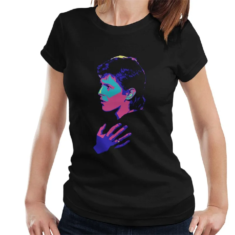 TV Times Singer David Bowie 1977 Pop Art Stylised Women's T-Shirt Print Jacquard Patchwork TV Times Singer David Bowie 1977 Pop Art Stylised Women's T-Shirt Print Jacquard Patchwork