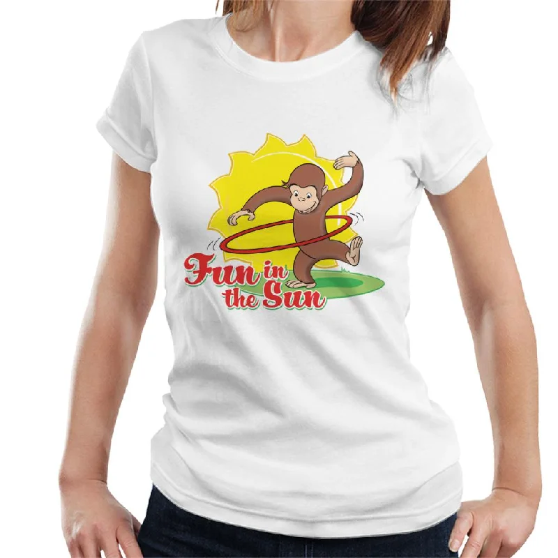 Curious George Fun In The Sun Women's T-Shirt Houndstooth Herringbone Solid