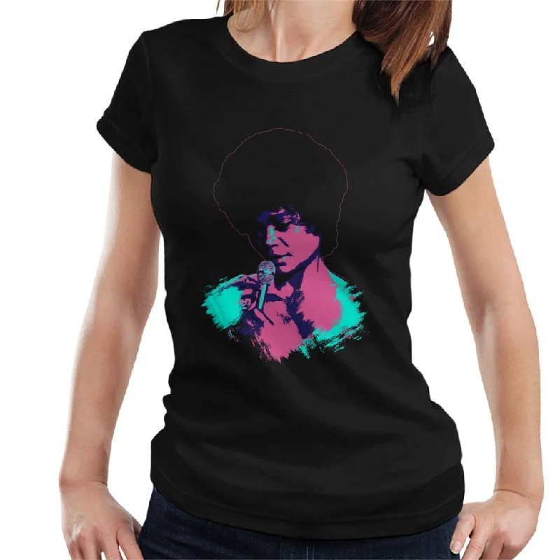 TV Times Singer Eartha Kitt 1973 Pop Art Stylised Women's T-Shirt Notch Collar Peter Pan Collar Cowl Neck TV Times Singer Eartha Kitt 1973 Pop Art Stylised Women's T-Shirt Notch Collar Peter Pan Collar Cowl Neck