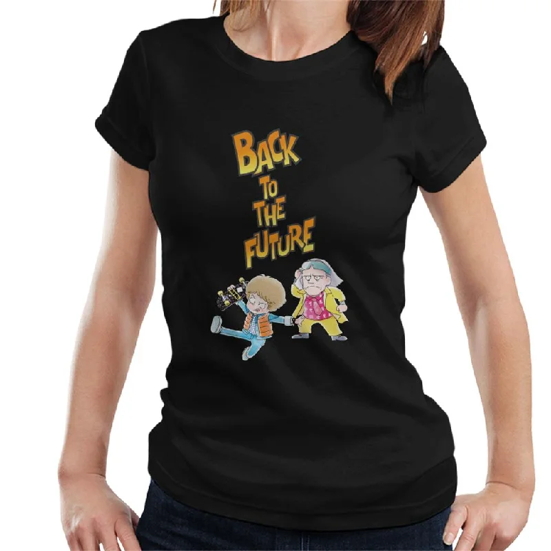 Back To The Future Marty And Doc Chibi Women's T-Shirt Chenille Brocade Lace