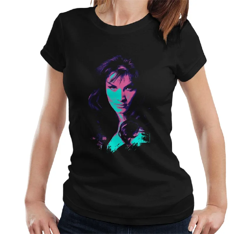 TV Times Kate O Mara Pop Art Stylised Women's T-Shirt Solid Color Striped Floral